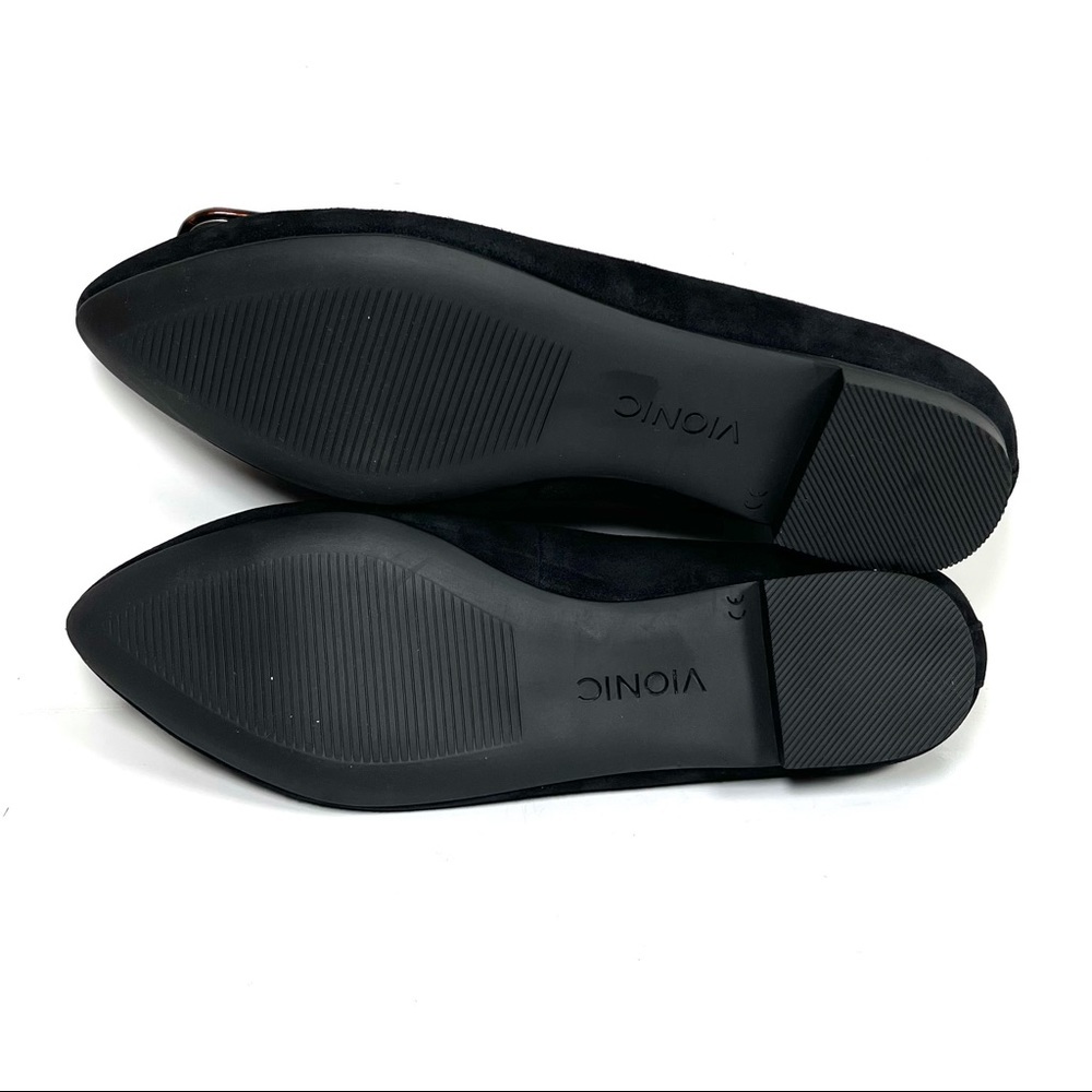 Vionic Womens Gem Amanda Ballet Flats Pointed Toe Buckle Black Suede Size 6 - Picture 8 of 10